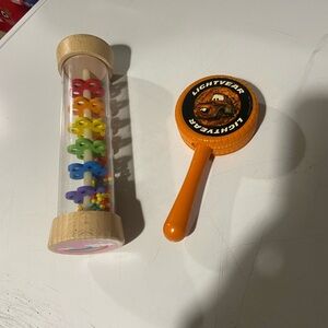 Colorful Wooden Rattle and Lightyear Tambourine Set